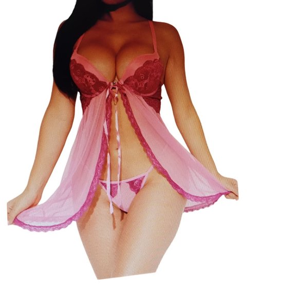 FRENCH AFFAIR BABYDOLL SET SIZE LARGE FUCHSIA COLOR - Picture 14 of 14